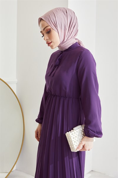 Piliseli Limelda Mor Şifon Elbise