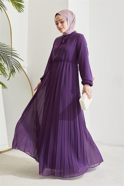 Piliseli Limelda Mor Şifon Elbise