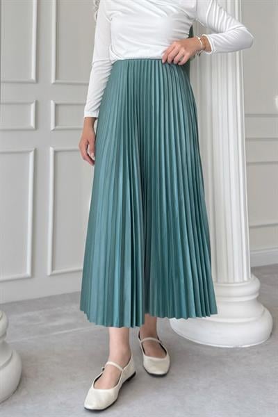 Piliseli Mint Yeşili Etek