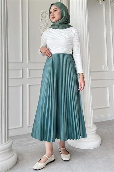 Piliseli Mint Yeşili Etek