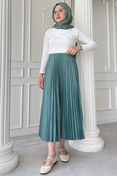 Piliseli Mint Yeşili Etek