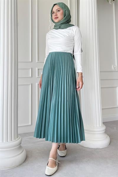 Piliseli Mint Yeşili Etek