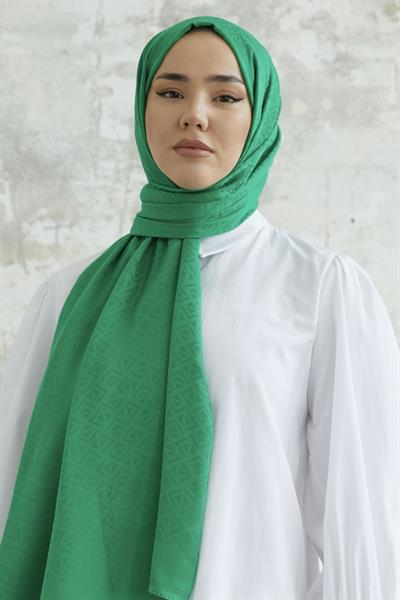 Piramit Desen Jakar Şal - Yeşil