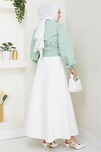 Poplin Bağlamalı Gömlek Mint Yeşili