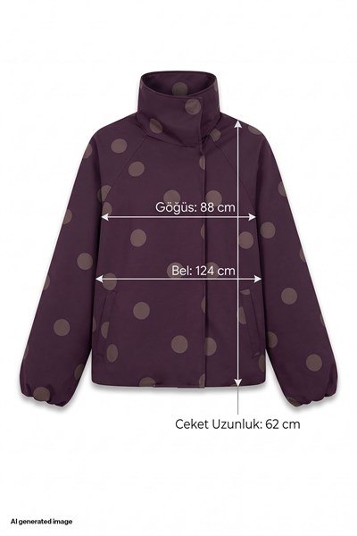 Puantiyeli Mürdüm Bomber Ceket