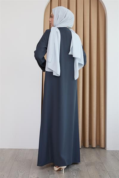 Pul Desenli Düz Antrasit Ferace