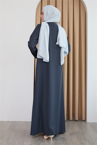 Pul Desenli Düz Antrasit Ferace