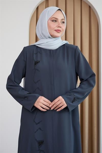 Pul Desenli Düz Antrasit Ferace