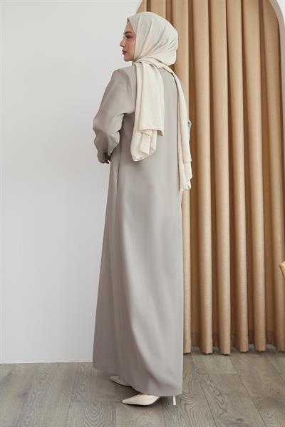 Pul Desenli Düz Taş Ferace