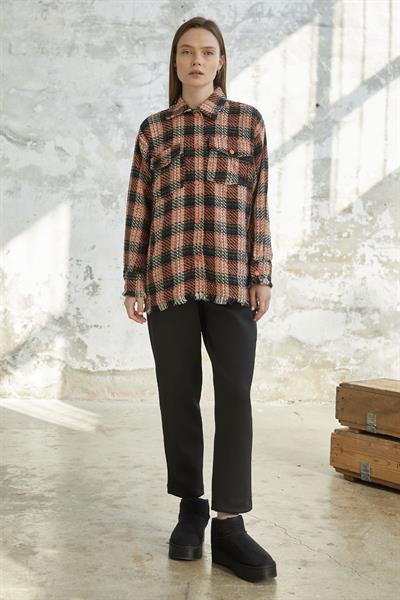 Püskül Detay Çıtçıtlı Turuncu Gömlek