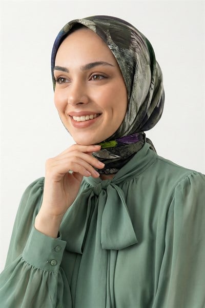 Renkli Fırça Desenli Füme Soft Pamuk Eşarp
