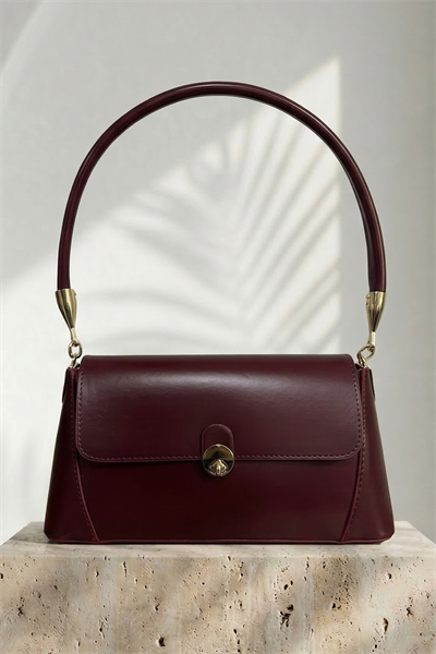 Retro Önden Kapaklı Bordo Omuz Çantası