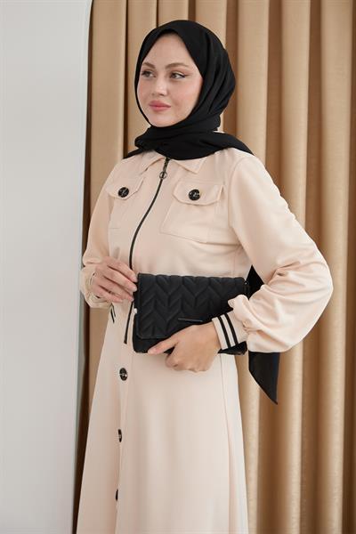 Ribana Düğmeli Krem İkili Takım