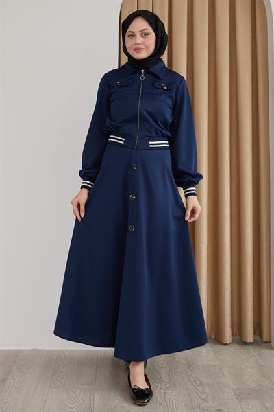 Ribana Düğmeli Lacivert İkili Takım