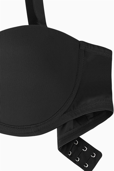 Rosali Mesh Straplez Sütyen Soft Push Up Yarı Dolgulu Premium Basic - Siyah - 2226