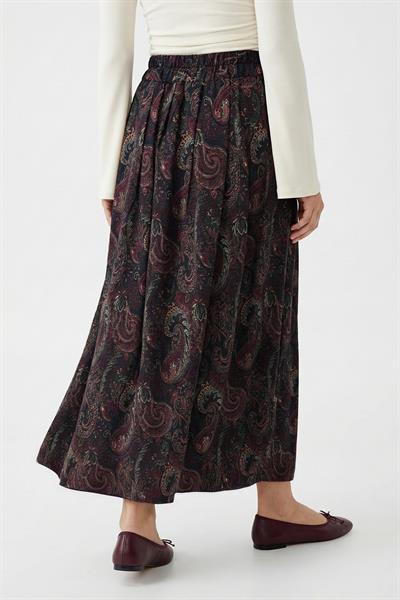 Şal Desen Astarlı Siyah Etek