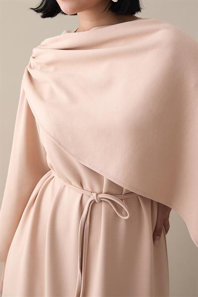 Atkılı Bej Modal Elbise