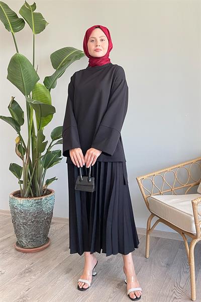 Salaş Kol Etekli Siyah Takım