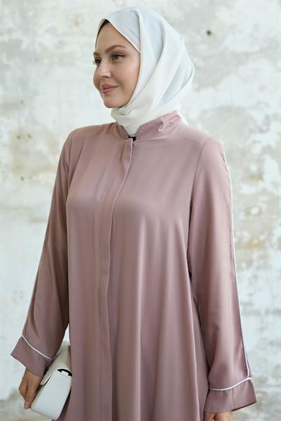 Salvia Salaş Kol Biye Desenli Pudra Ferace