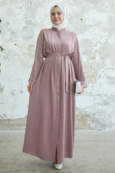 Salvia Salaş Kol Biye Desenli Pudra Ferace