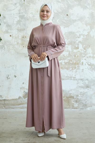 Salvia Salaş Kol Biye Desenli Pudra Ferace