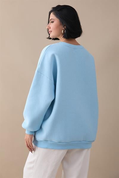 Şardonlu Basic Açık Mavi Sweat