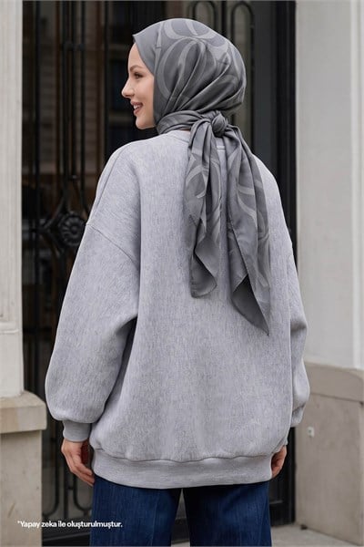 Şardonlu Basic Gri Sweat