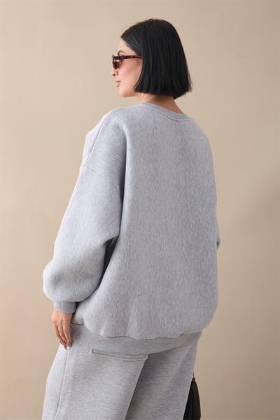 Şardonlu Basic Gri Sweat
