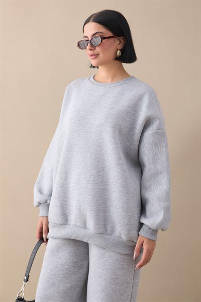 Şardonlu Basic Gri Sweat