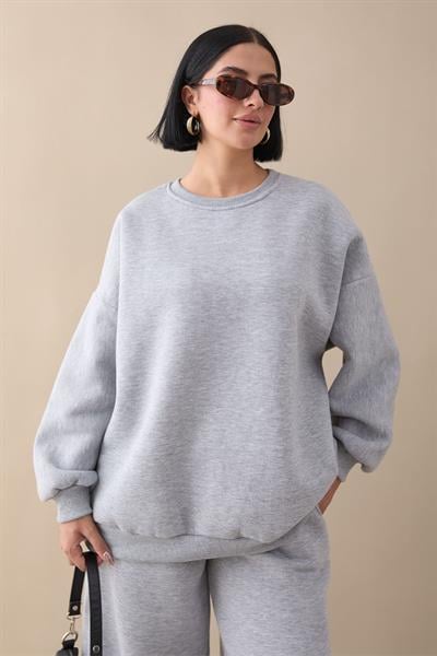Şardonlu Basic Gri Sweat