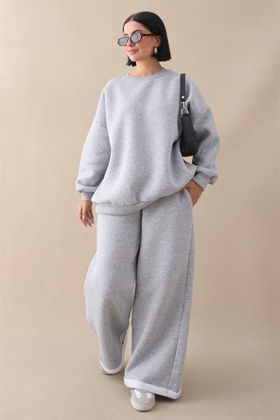 Şardonlu Basic Gri Sweat