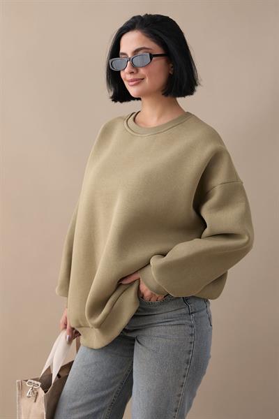 Şardonlu Basic Haki Sweat