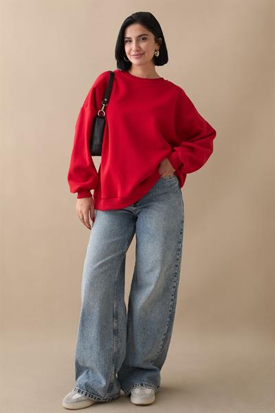 Şardonlu Basic Kırmızı Sweat