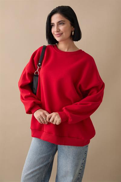 Şardonlu Basic Kırmızı Sweat