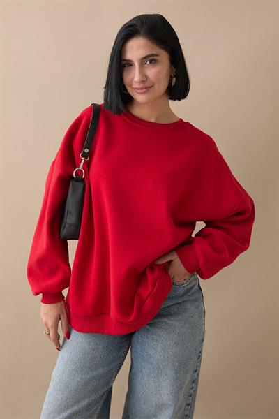 Şardonlu Basic Kırmızı Sweat