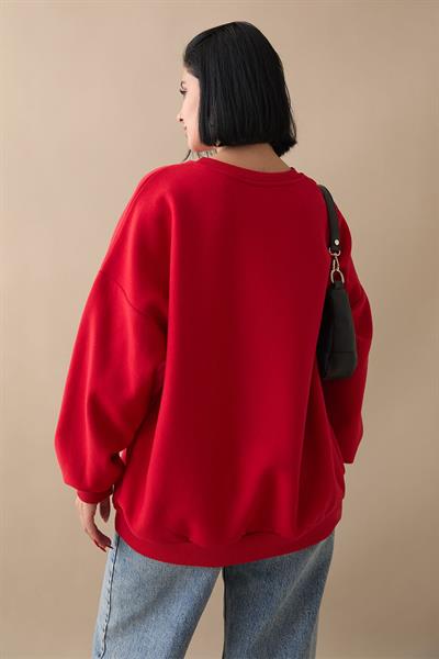Şardonlu Basic Kırmızı Sweat