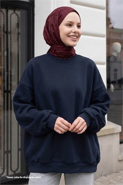 Şardonlu Basic Lacivert Sweat