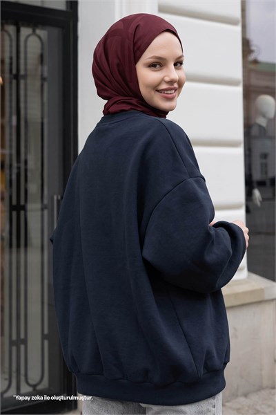 Şardonlu Basic Lacivert Sweat