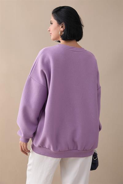 Şardonlu Basic Lila Sweat