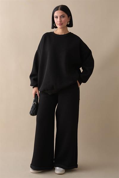 Şardonlu Basic Siyah Sweat