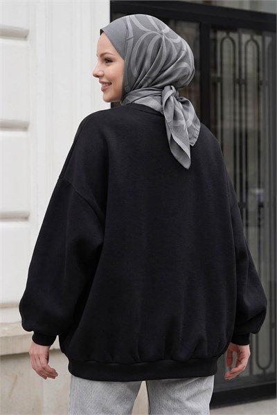Şardonlu Basic Siyah Sweat