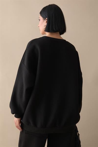 Şardonlu Basic Siyah Sweat