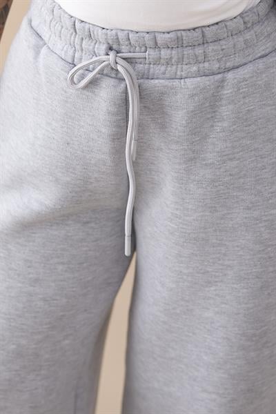 Şardonlu Bol Paça Gri Eşofman Altı