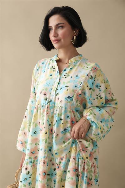 Sardunya Turkuaz Mango Elbise