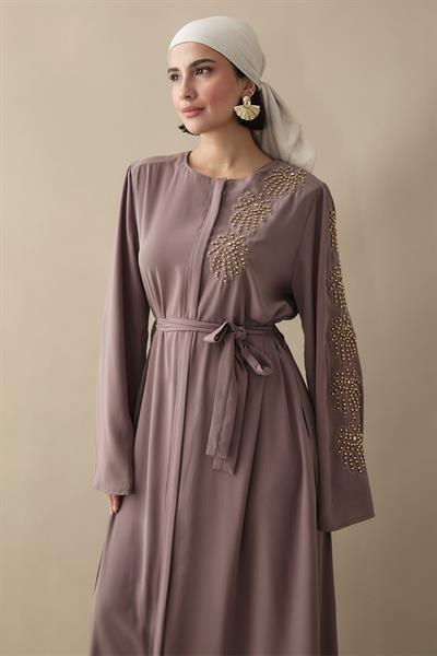 Sarı İncili Kahverengi Ferace