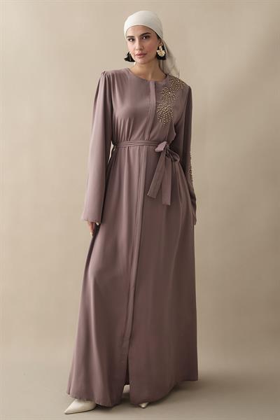 Sarı İncili Kahverengi Ferace