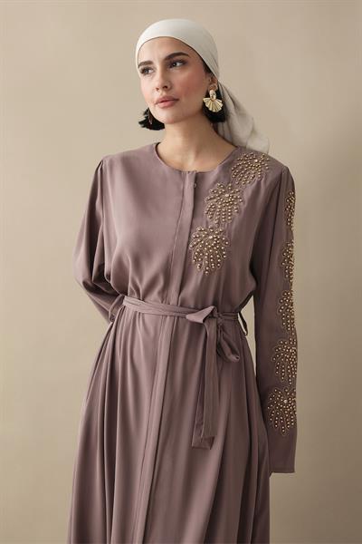 Sarı İncili Kahverengi Ferace