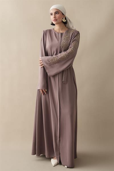 Sarı İncili Kahverengi Ferace