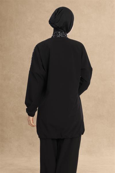 Sarmal Desen 4 Parça Siyah Tesettür Mayo 6226A