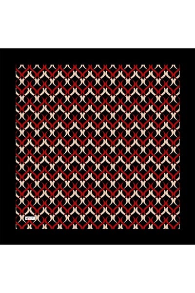 Sarmal Geometrik Desen Kırmızı Soft Pamuk Eşarp